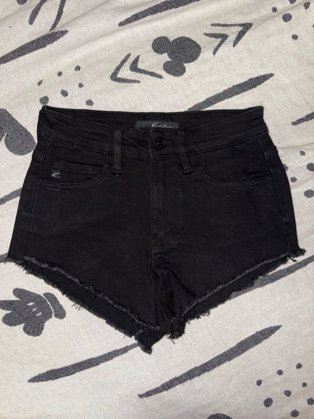 KanCan Frayed Edge Women's Denim Black Shorts